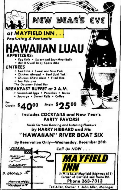 Mayfield Inn - Dec 24 1977 Ad (newer photo)